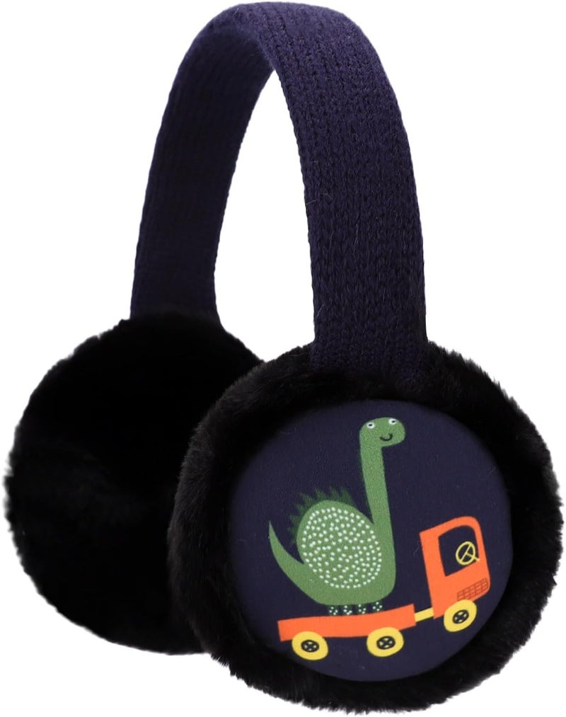 BUTITNOW Toddler Kids Knit Dinosaur Earmuffs Soft Plush Comfortable Winter Outdoor Ear Warmers for Boys Girls - Image 1